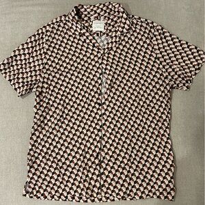 Denim & Flower Cube Pattern Shirt